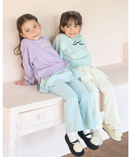 Lycee mine（リセマイン）の「【毛玉バイバイ裏毛】リボン刺しゅうスウェット（スウェット・キッズ・ピンク/ラベンダー/トップグレー/ミント/オートミール/サックスブルー・150cm/110cm/130cm/120cm/100cm/140cm）」の8枚目の写真