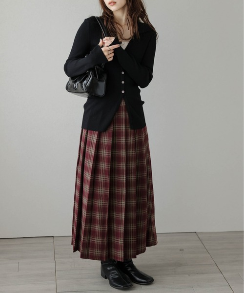 ま*い様 ブラック チェック　プリーツスカート フリーサイズ　AMELY AMELY（エミリー）の「チェックプリーツスカート（スカート）」 - WEAR