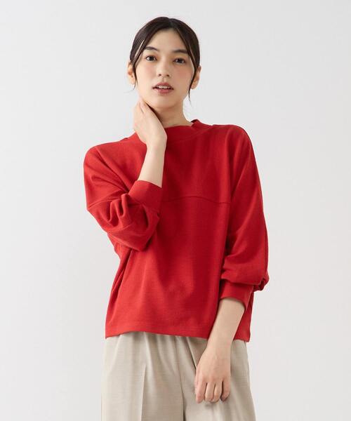 MELROSE claire（メルローズ クレール）の「【ミニケーブルドルマンスリーブカットプル】（Tシャツ/カットソー・レディース・アイボリー/レッド/ダークブラウン・FREE）」の3枚目の写真