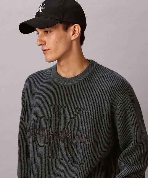 Calvin Klein（カルバン・クライン）の「ニット - インターシャロングスリーブクルーネックセーター（ニット/セーター・メンズ・ダークブルー/ブルー・L/M/S）」の10枚目の写真