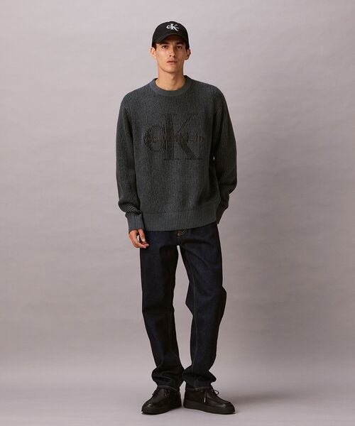 Calvin Klein（カルバン・クライン）の「ニット - インターシャロングスリーブクルーネックセーター（ニット/セーター・メンズ・ダークブルー/ブルー・L/M/S）」の12枚目の写真