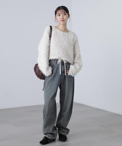 FREE'S MART（フリーズマート）の「◆プードルボアショート丈ニットソー（スウェット・レディース・ブラウン/ホワイト/ベージュ・FREE）」の10枚目の写真