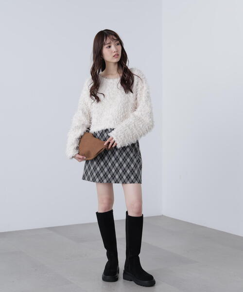 FREE'S MART（フリーズマート）の「◆プードルボアショート丈ニットソー（スウェット・レディース・ブラウン/ホワイト/ベージュ・FREE）」の12枚目の写真