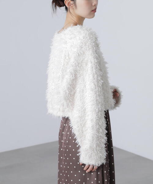 FREE'S MART（フリーズマート）の「◆プードルボアショート丈ニットソー（スウェット・レディース・ブラウン/ホワイト/ベージュ・FREE）」の14枚目の写真