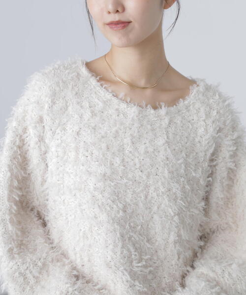 FREE'S MART（フリーズマート）の「◆プードルボアショート丈ニットソー（スウェット・レディース・ブラウン/ホワイト/ベージュ・FREE）」の16枚目の写真