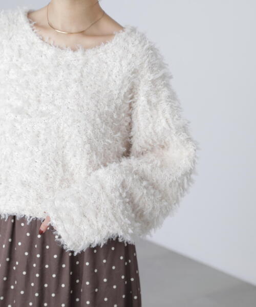 FREE'S MART（フリーズマート）の「◆プードルボアショート丈ニットソー（スウェット・レディース・ブラウン/ホワイト/ベージュ・FREE）」の18枚目の写真