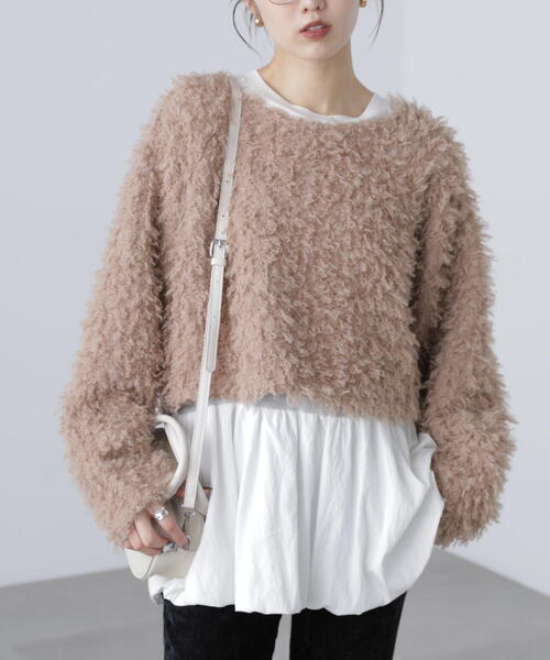 FREE'S MART（フリーズマート）の「◆プードルボアショート丈ニットソー（スウェット・レディース・ブラウン/ホワイト/ベージュ・FREE）」の22枚目の写真