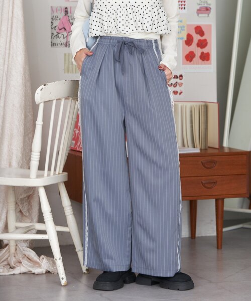 CIAOPANIC(チャオパニック)の「【neutral by ciaopanic】ピンストライプレースイージースラックス(その他パンツ・レディース・ネイビー/グレー・FREE)」の12枚目の写真
