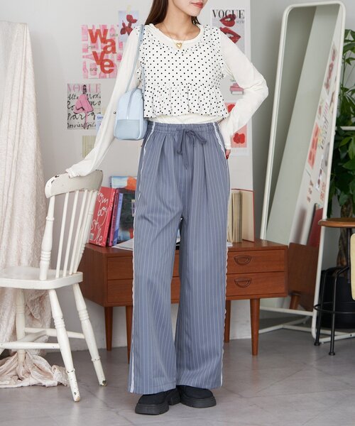 CIAOPANIC(チャオパニック)の「【neutral by ciaopanic】ピンストライプレースイージースラックス(その他パンツ・レディース・ネイビー/グレー・FREE)」の3枚目の写真