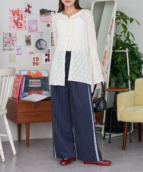 CIAOPANIC(チャオパニック)の「【neutral by ciaopanic】ピンストライプレースイージースラックス(その他パンツ・レディース・ネイビー/グレー・FREE)」の9枚目の写真