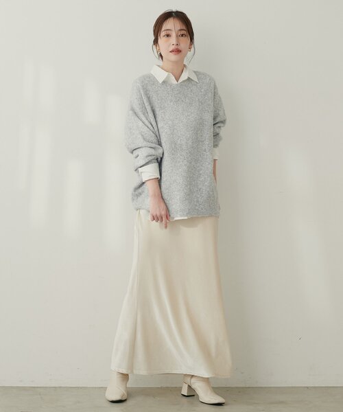 natural couture(ナチュラルクチュール)の「【WEB限定】クルーネックニットプルオーバー(ニット/セーター・レディース・モカ/イエロー/チャコールグレー/グレー/オフホワイト/サックスブルー・FREE)」の15枚目の写真