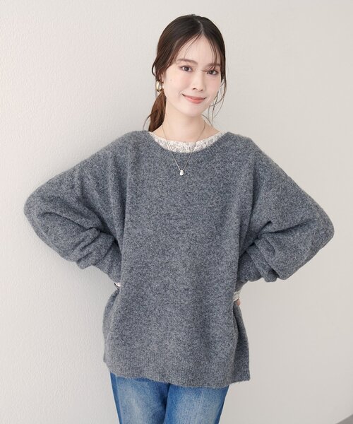 natural couture(ナチュラルクチュール)の「【WEB限定】クルーネックニットプルオーバー(ニット/セーター・レディース・モカ/イエロー/チャコールグレー/グレー/オフホワイト/サックスブルー・FREE)」の21枚目の写真