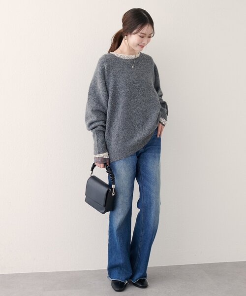natural couture(ナチュラルクチュール)の「【WEB限定】クルーネックニットプルオーバー(ニット/セーター・レディース・モカ/イエロー/チャコールグレー/グレー/オフホワイト/サックスブルー・FREE)」の19枚目の写真