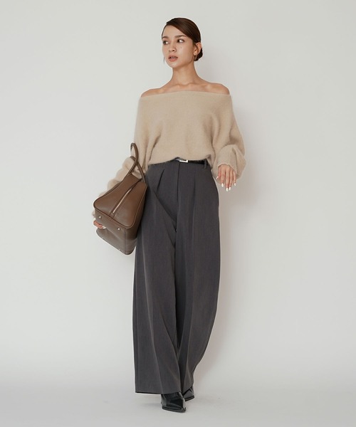 KINO THE KEI(キノザケイ)の「フロントタック ハイウエスト オーバルパンツ KINO THE KEI(その他パンツ・レディース・ブラック/グレー・M/S)」の21枚目の写真