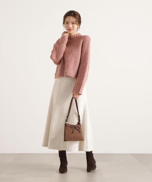 PROPORTION BODY DRESSING（プロポーションボディドレッシング）の「ウールブレンドスタンドカラー畔ニット / 1215270124（ニット/セーター・レディース・ピンク/ベージュ/グレー・FREE）」の9枚目の写真