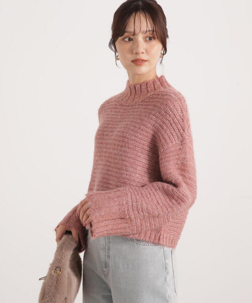 PROPORTION BODY DRESSING（プロポーションボディドレッシング）の「ウールブレンドスタンドカラー畔ニット / 1215270124（ニット/セーター・レディース・ピンク/ベージュ/グレー・FREE）」の7枚目の写真