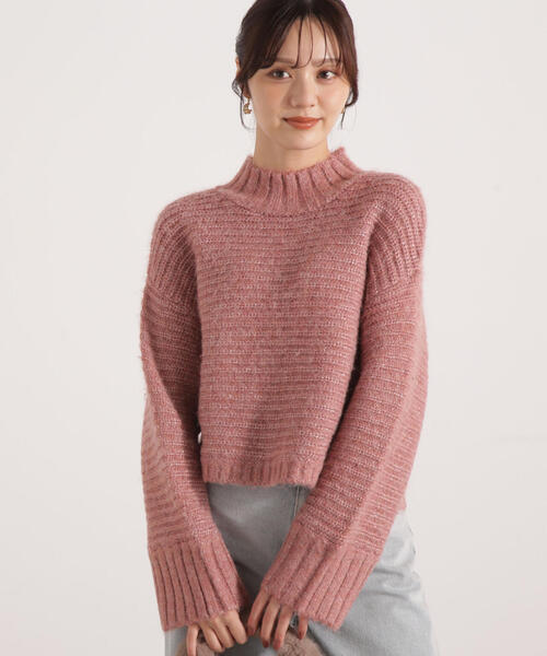 PROPORTION BODY DRESSING（プロポーションボディドレッシング）の「ウールブレンドスタンドカラー畔ニット / 1215270124（ニット/セーター・レディース・ピンク/ベージュ/グレー・FREE）」の6枚目の写真