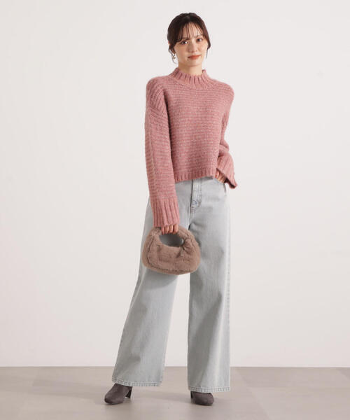 PROPORTION BODY DRESSING（プロポーションボディドレッシング）の「ウールブレンドスタンドカラー畔ニット / 1215270124（ニット/セーター・レディース・ピンク/ベージュ/グレー・FREE）」の5枚目の写真