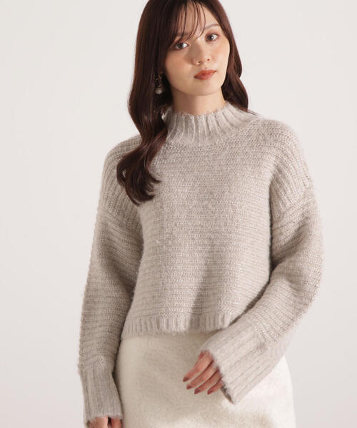 PROPORTION BODY DRESSING（プロポーションボディドレッシング）の「ウールブレンドスタンドカラー畔ニット / 1215270124（ニット/セーター・レディース・ピンク/ベージュ/グレー・FREE）」の2枚目の写真