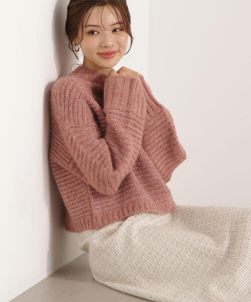 PROPORTION BODY DRESSING（プロポーションボディドレッシング）の「ウールブレンドスタンドカラー畔ニット / 1215270124（ニット/セーター・レディース・ピンク/ベージュ/グレー・FREE）」の3枚目の写真