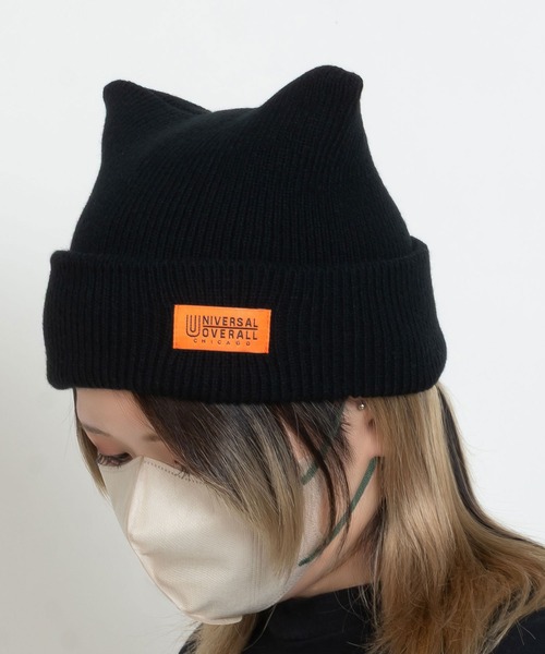 UNIVERSAL OVERALL(ユニバーサルオーバーオール)の「UO 猫耳ニット帽(ニットキャップ/ビーニー・レディース・グレー/ブラック/アイボリー・FREE)」の1枚目の写真