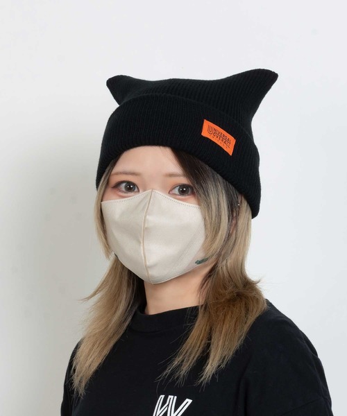 UNIVERSAL OVERALL(ユニバーサルオーバーオール)の「UO 猫耳ニット帽(ニットキャップ/ビーニー・レディース・グレー/ブラック/アイボリー・FREE)」の11枚目の写真