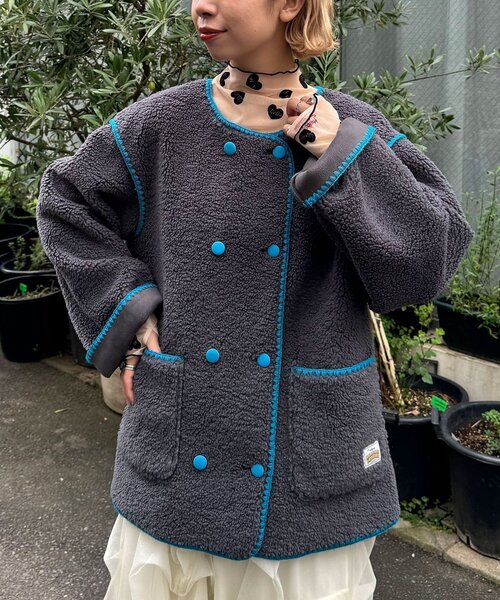 ハローサンフランシスコのボアハマグリステッチ襟付きジャケット HELLO 