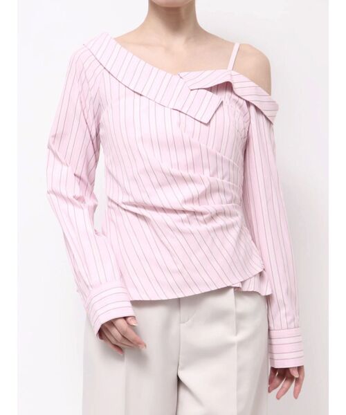 MERCURYDUO(マーキュリーデュオ)の「アシメツイストシャツ(シャツ/ブラウス・レディース・ベビーピンク/ライトブルー/イエロー・FREE)」の1枚目の写真