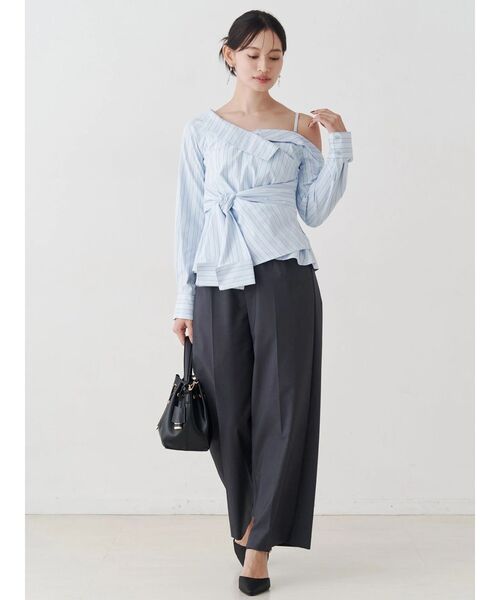 MERCURYDUO(マーキュリーデュオ)の「アシメツイストシャツ(シャツ/ブラウス・レディース・ベビーピンク/ライトブルー/イエロー・FREE)」の4枚目の写真