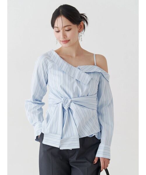 MERCURYDUO(マーキュリーデュオ)の「アシメツイストシャツ(シャツ/ブラウス・レディース・ベビーピンク/ライトブルー/イエロー・FREE)」の6枚目の写真