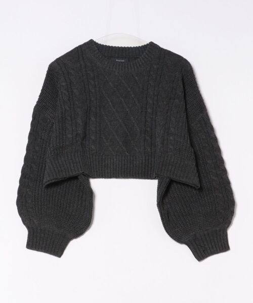 B.I.D.（ビーアイディー）の「《Bling Leads》ケーブルショート丈クルーニット（ニット/セーター・レディース・レッド/グレー/チャコールグレー/グリーン/ベージュ・FREE）」の2枚目の写真