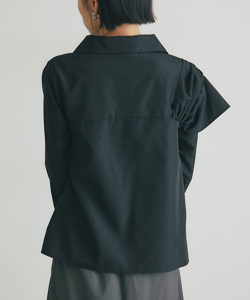 ARVELLIA(アルベリア)の「DRAPED CROSS SHIRT(シャツ/ブラウス・レディース・ホワイト/ブラック・M)」の13枚目の写真