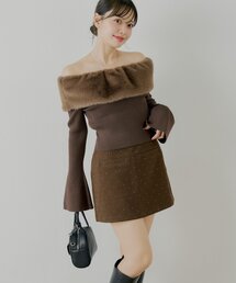 Chico（チコ）の「ラインストーン台形タイトミニスカート（スカート・レディース）」