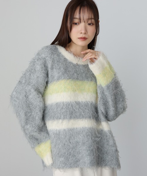 ハク　basemarkニット セール】ボーダーケガキトップス（ニット/セーター）｜Bab（バブ）の