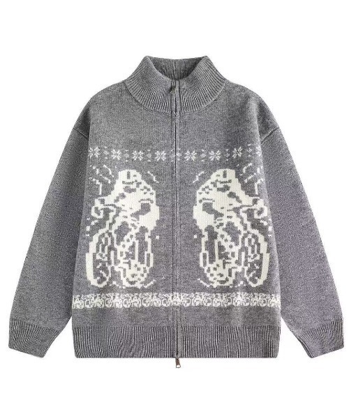 セール】バイクジャガードハイネックジップニットカーディガン（ニット