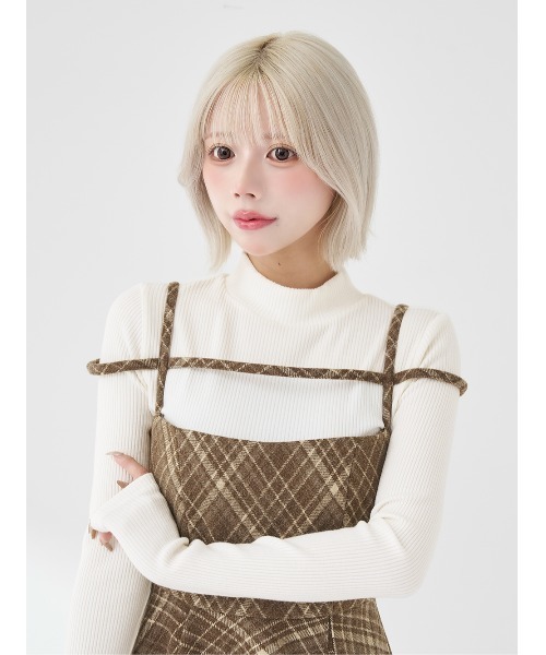 レイヤードチェックイレヘムミディワンピース（ワンピース）｜Darich