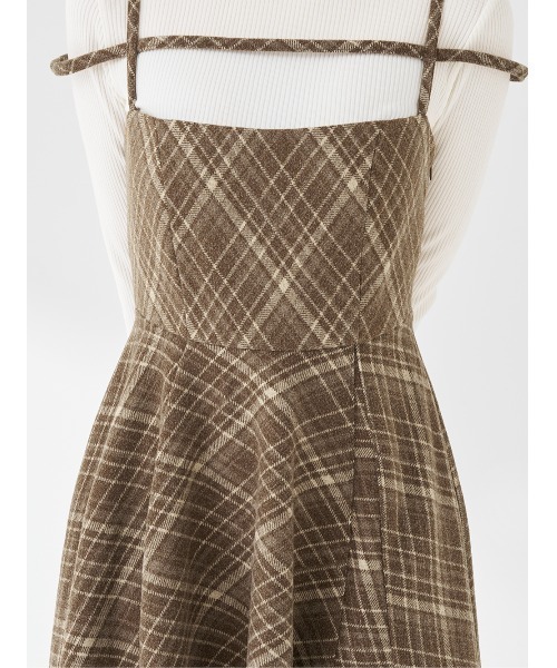 レイヤードチェックイレヘムミディワンピース（ワンピース）｜Darich