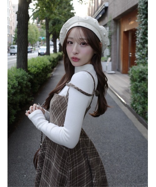 レイヤードチェックイレヘムミディワンピース（ワンピース）｜Darich