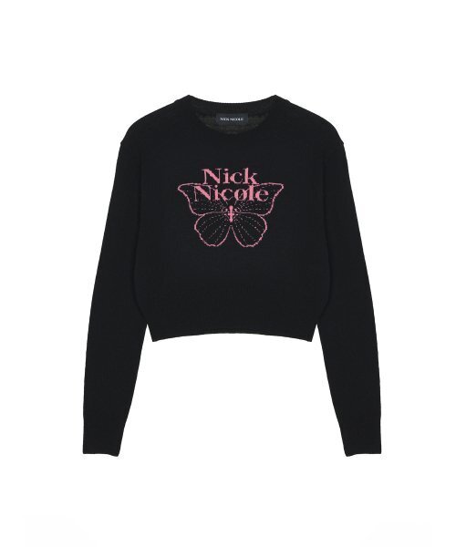 NICK&NICOLE（ニックアンドニコール）の「CASHMERE BUTTERFLY SIGNATURE CROP KNIT_BLACK PINK（ニット/セーター・レディース・その他・FREE）」の5枚目の写真