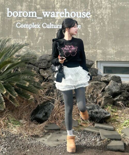 NICK&NICOLE（ニックアンドニコール）の「CASHMERE BUTTERFLY SIGNATURE CROP KNIT_BLACK PINK（ニット/セーター・レディース・その他・FREE）」の7枚目の写真