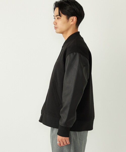 おすし様36ブラックブルゾン翌日発送 SHIPS Colors:ウール ミックス スタジアム ブルゾン ブラック