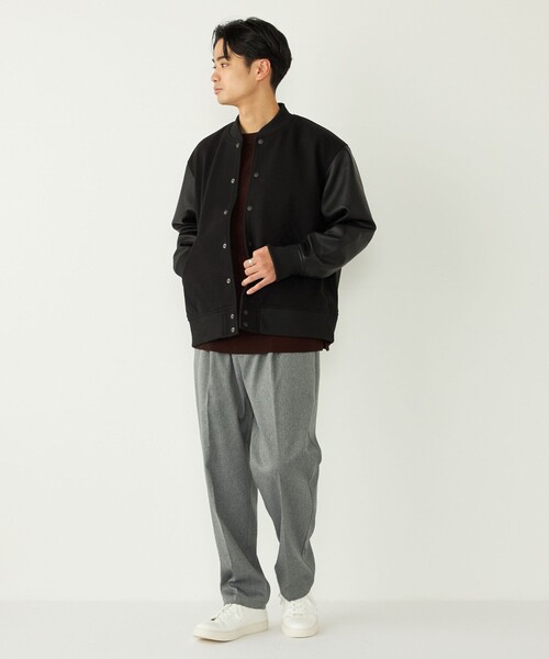 SHIPS Colors（シップス カラーズ）の「SHIPS Colors:ウール ミックス スタジアム ブルゾン ブラック（ブルゾン・メンズ・ブラック・MEDIUM/LARGE/X-LARGE）」の3枚目の写真