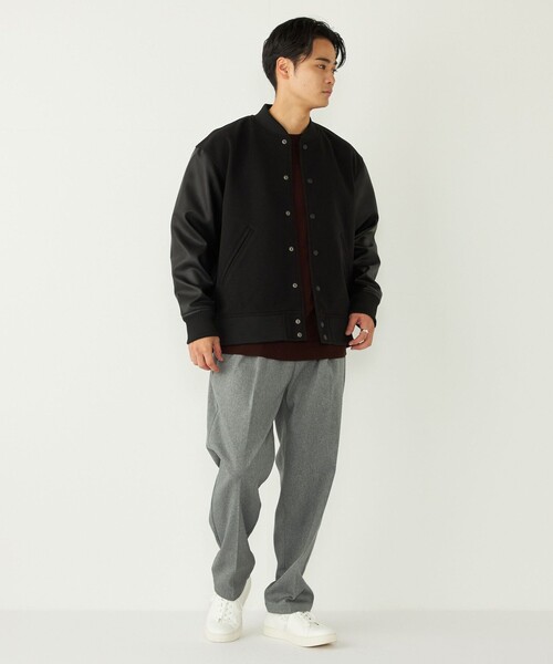 SHIPS Colors（シップス カラーズ）の「SHIPS Colors:ウール ミックス スタジアム ブルゾン ブラック（ブルゾン・メンズ・ブラック・MEDIUM/LARGE/X-LARGE）」の2枚目の写真