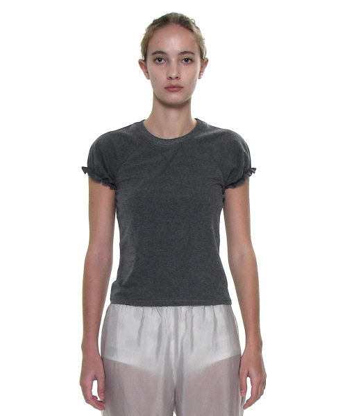 PARTIMENTO WOMEN(パルティメントウィメン)の「レギュラーパフショートスリーブTシャツ_チャコールメランジ(Tシャツ/カットソー・レディース・その他・SMALL/MEDIUM)」の1枚目の写真