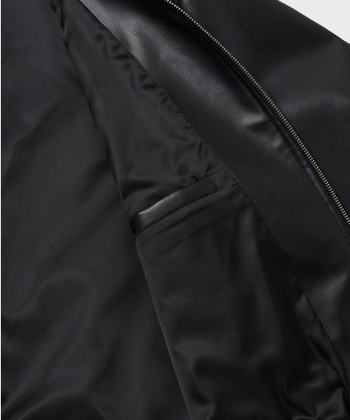 MUSINSA STANDARD（ムシンサスタンダード）の「シンセティックレザーオーバーサイズブルゾンジャケット[ブラック]（ライダースジャケット・メンズ・その他・MEDIUM/LARGE/X-LARGE/XX-LARGE）」の6枚目の写真