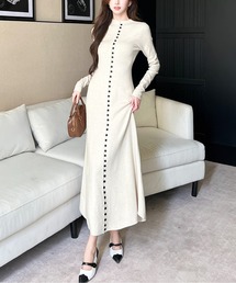 AMAJI（アマジ）の「デコレーションセンターボタンリブニットタイトワンピース（ワンピース）」