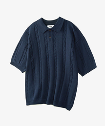 TOFFEE（トフィー）の「Cool Cable Collar Half Knit (NAVY)（ニット/セーター）」