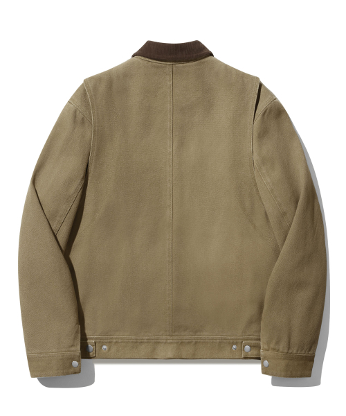 ストーンウォッシングバックルコットンワークジャケット（ベージュ）