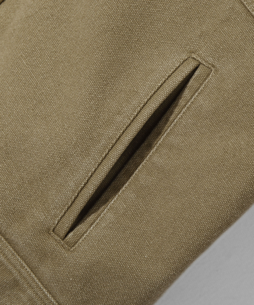 ストーンウォッシングバックルコットンワークジャケット（ベージュ）