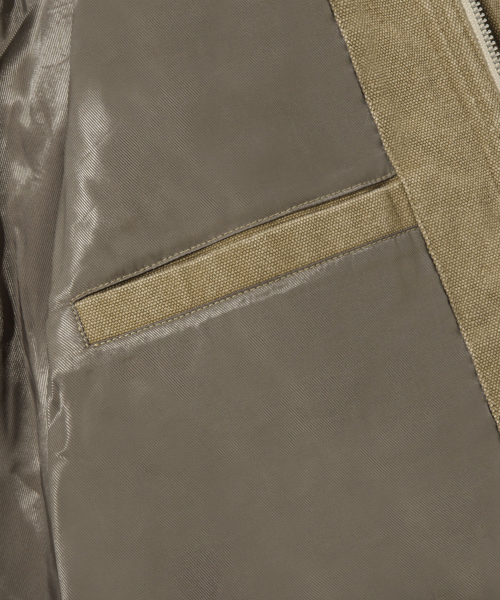 ストーンウォッシングバックルコットンワークジャケット（ベージュ）